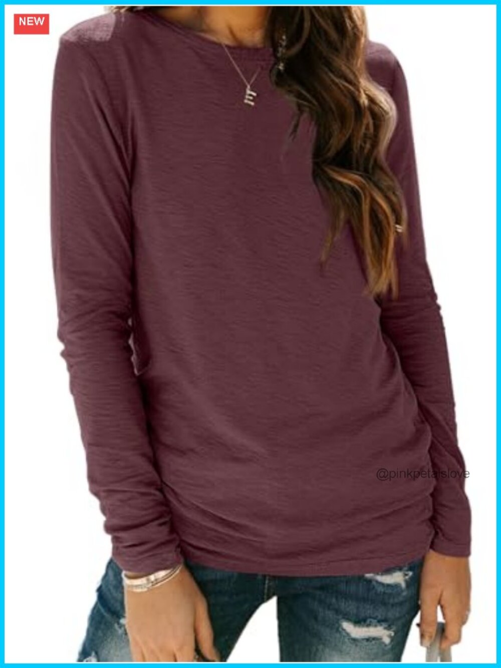 Women's Long Sleeve Crewneck Casual Basic Top - Soft Stretch Layering Tee